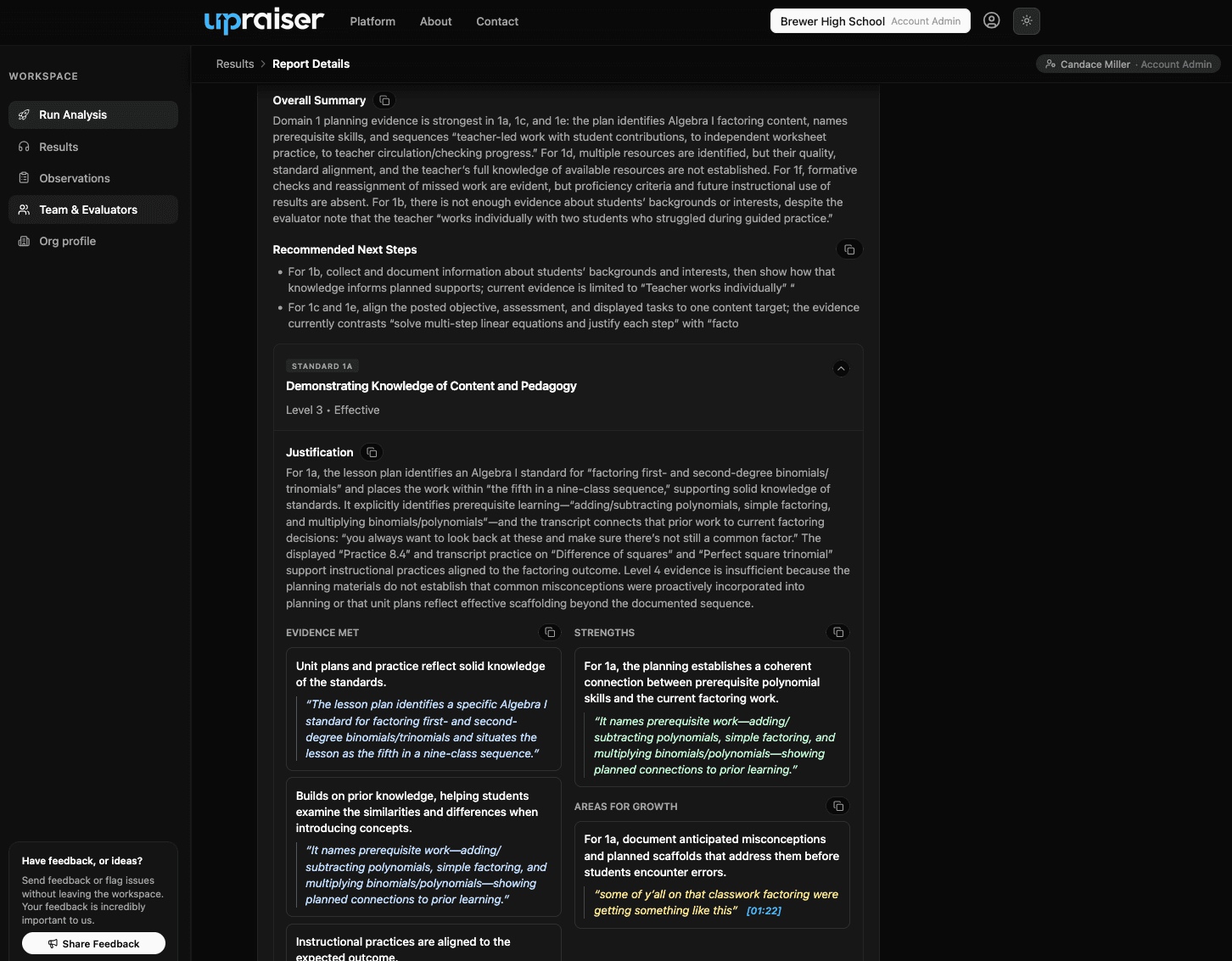 Upraiser evaluation report ready for reviewer sign-off